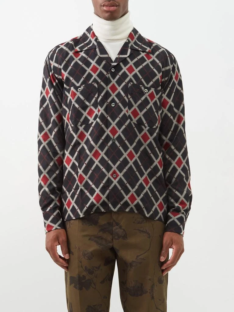 商品Needles|Cuban-collar argyle-jacquard twill shirt,价格¥2180,第1张图片