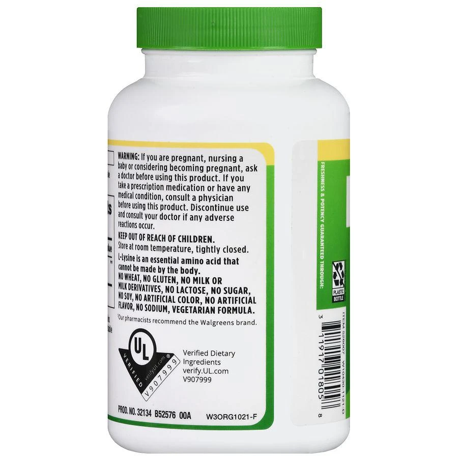 商品Walgreens|L-Lysine as L-Lysine HCl 500 mg Tablets,价格¥148,第4张图片详细描述