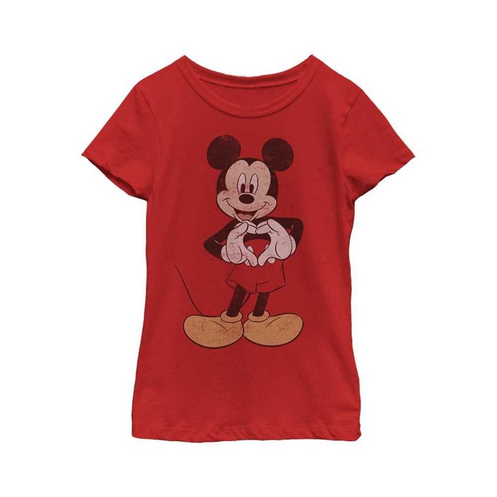 Girl's Mickey & Friends Mickey Mouse Heart Distressed  Child T-Shirt商品第1张图片规格展示