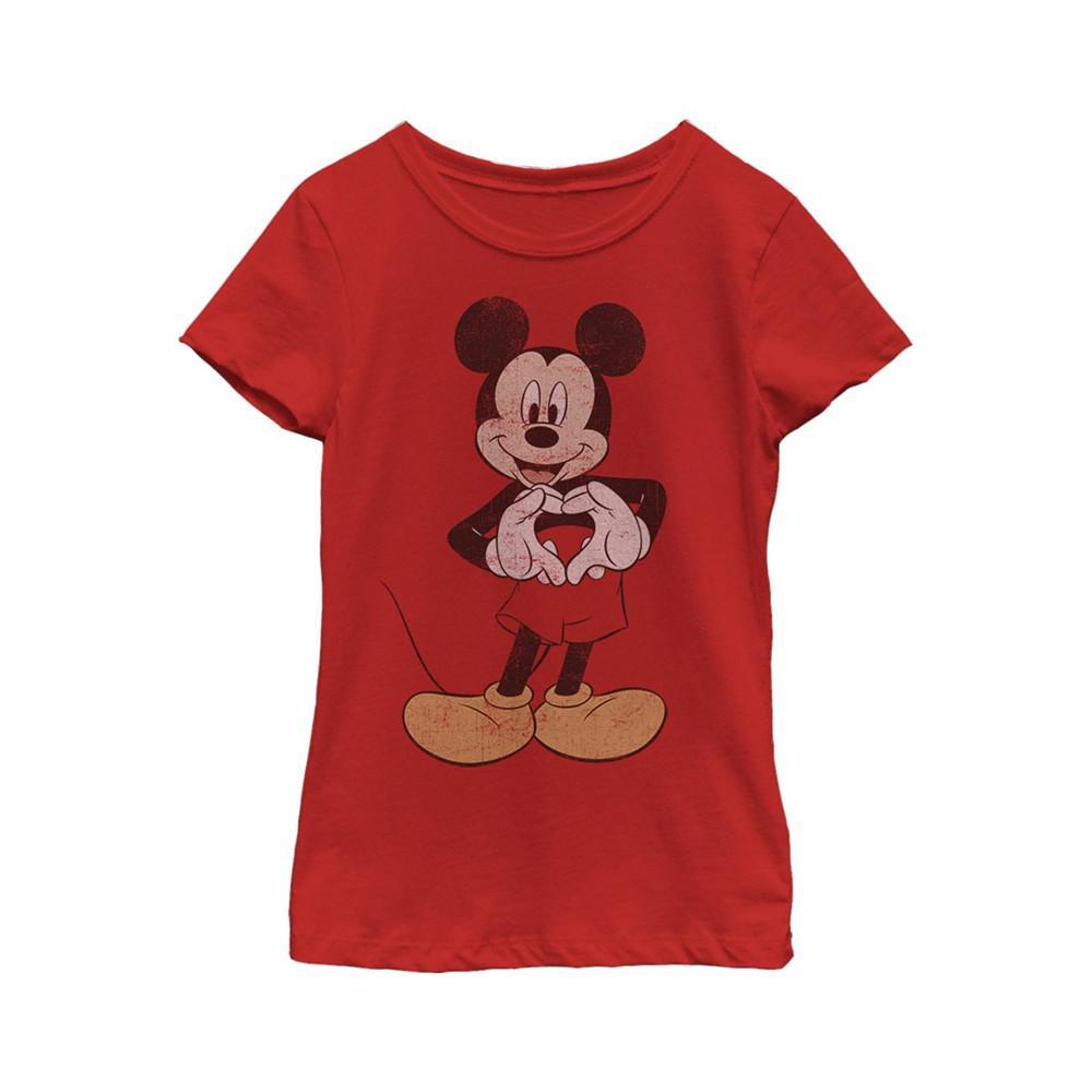 商品Disney|Girl's Mickey & Friends Mickey Mouse Heart Distressed  Child T-Shirt,价格¥191,第1张图片