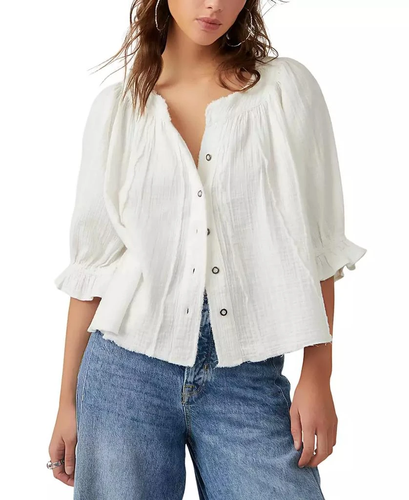 商品Free People|Women's Lucy Cotton Button-Front Swing Blouse,价格¥728,第1张图片