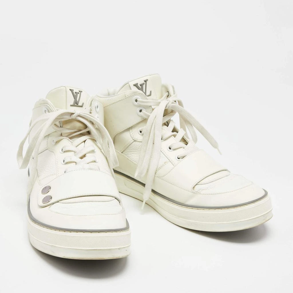 商品[二手商品] Louis Vuitton|Louis Vuitton Off-White Leather and Mesh High-Top Sneakers Size 40,价格¥1456,第4张图片详细描述