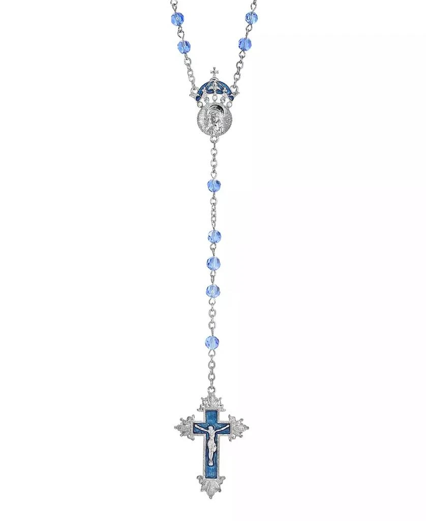 商品Symbols of Faith|Silver-Tone Sapphire Enamel "King of Kings" Rosary,价格¥509,第1张图片