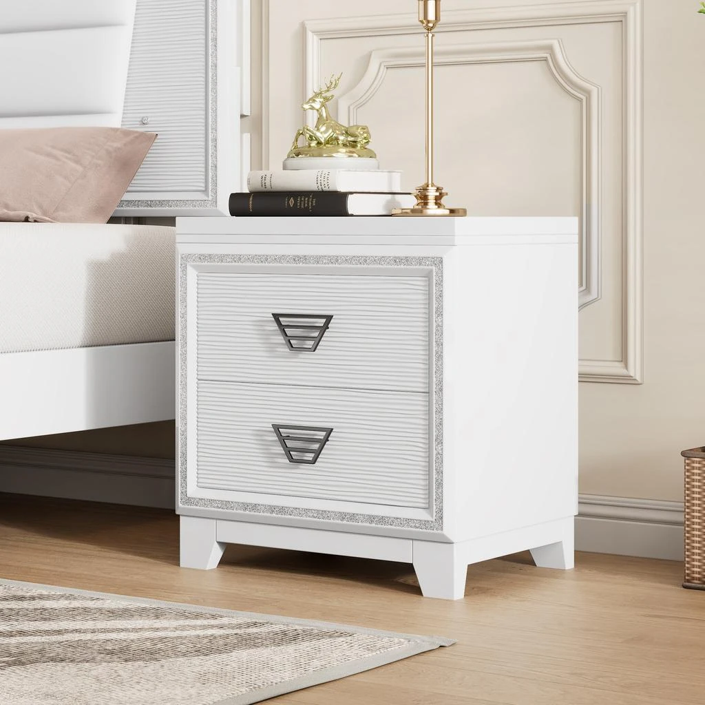 商品Streamdale Furniture|Streamdale Elegant Nightstand with Metal Handle and Sparkling Shiny Decoration,价格¥1696,第2张图片详细描述