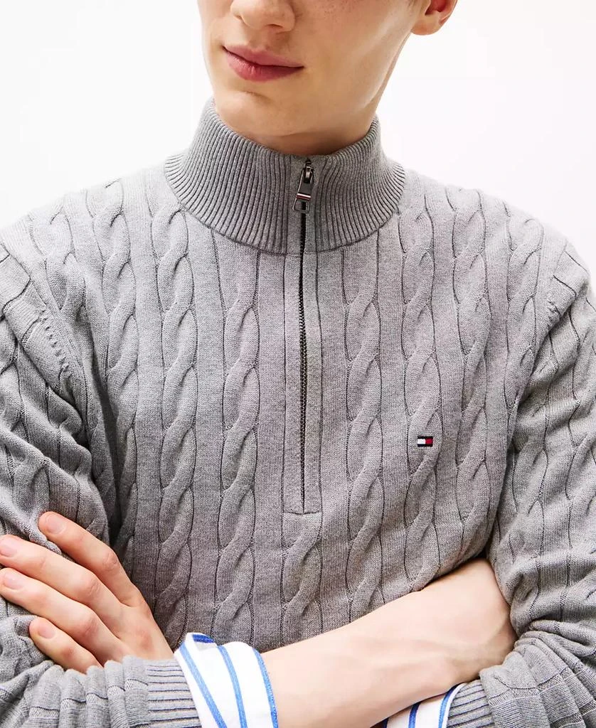 商品Tommy Hilfiger|Men's Long-Sleeve Cable Knit Quarter-Zip Sweater,价格¥571,第3张图片详细描述