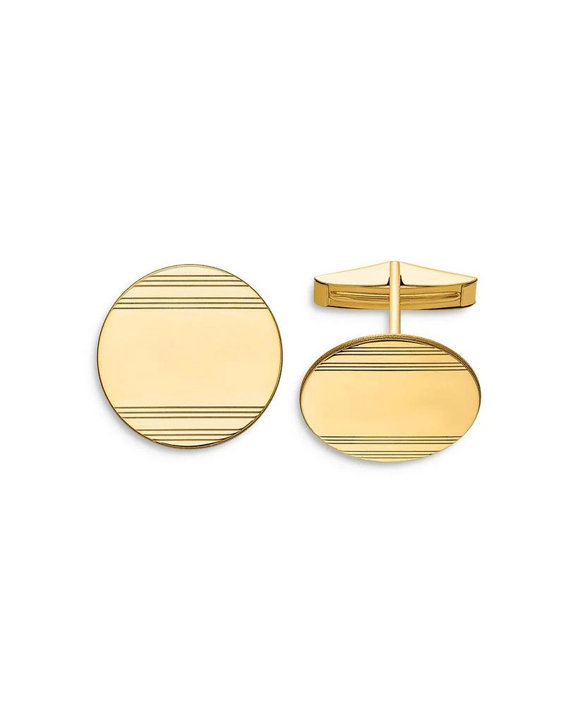 商品Bloomingdale's|Men's Circular With Line Design Cuff Links in 14K Yellow Gold - Exclusive,价格¥37369,第1张图片