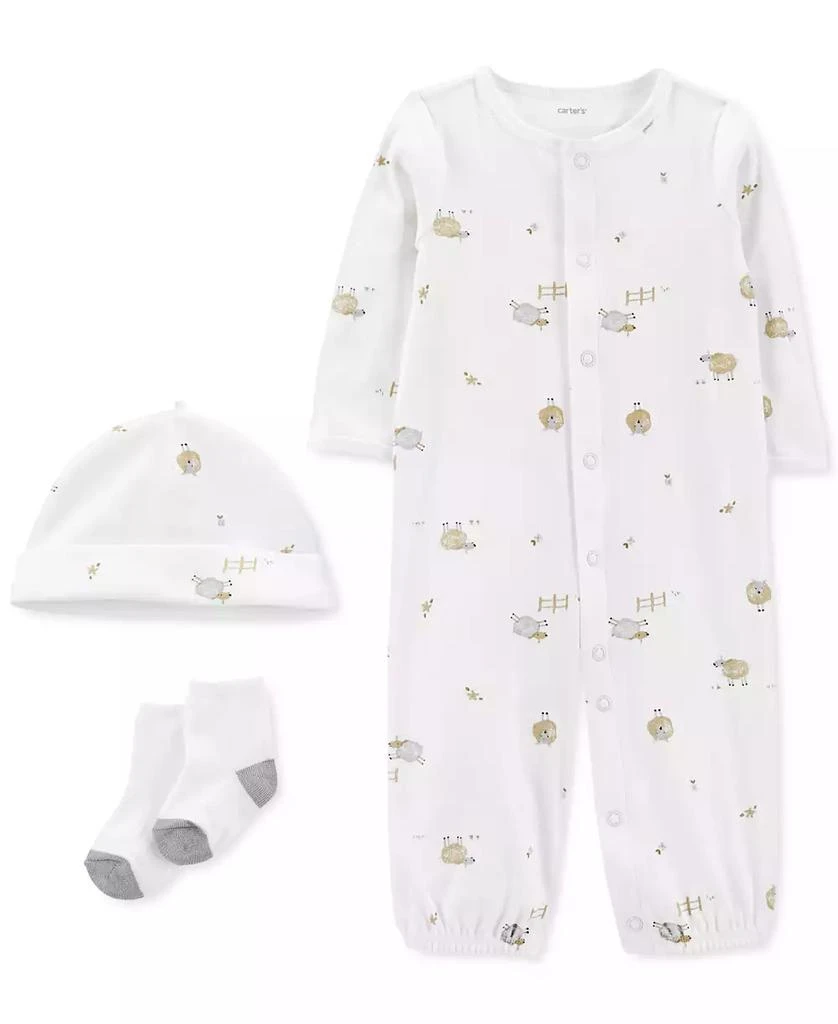 商品Carter's|Baby Boys or Baby Girls Take Me Home Converter Gown, 3 Piece Set,价格¥60,第1张图片