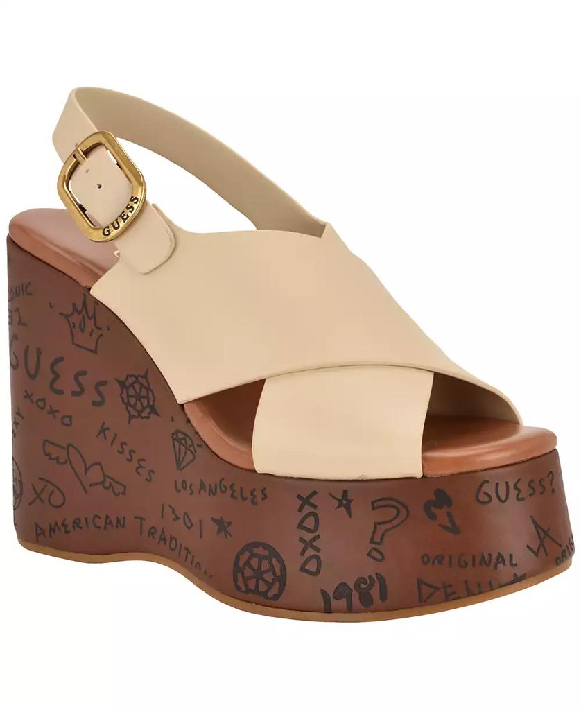 Sandalias de cuña de plataforma alta con logo en relieve para mujer de Yarisel image 2