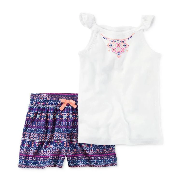 商品Carter's|2-Pc. Flutter-Sleeve Top & Shorts Set, Baby Girls (0-24 months),价格¥42,第2张图片详细描述