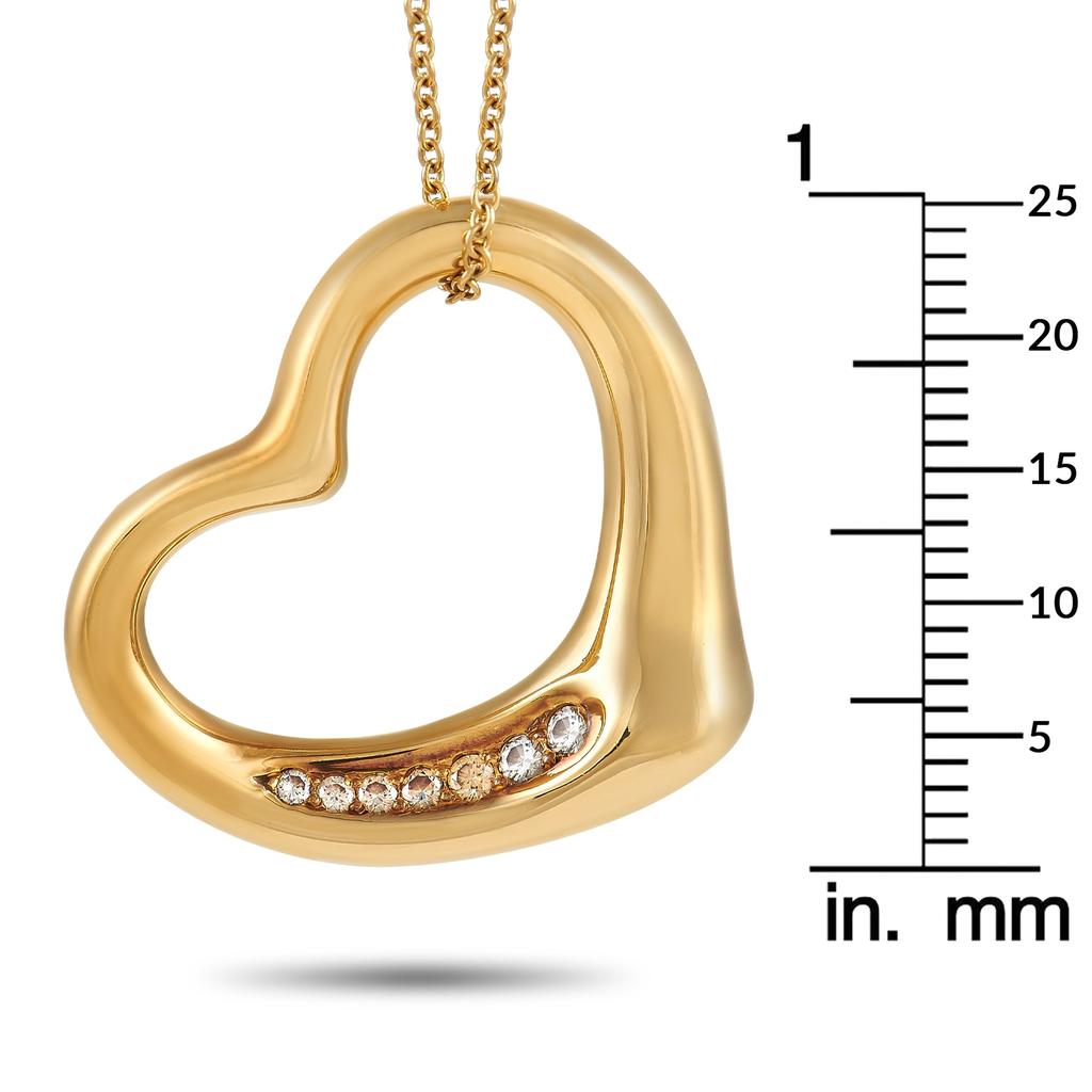 Tiffany & Co. Elsa Peretti 18K Yellow Gold Diamond Heart Necklace商品第4张图片规格展示