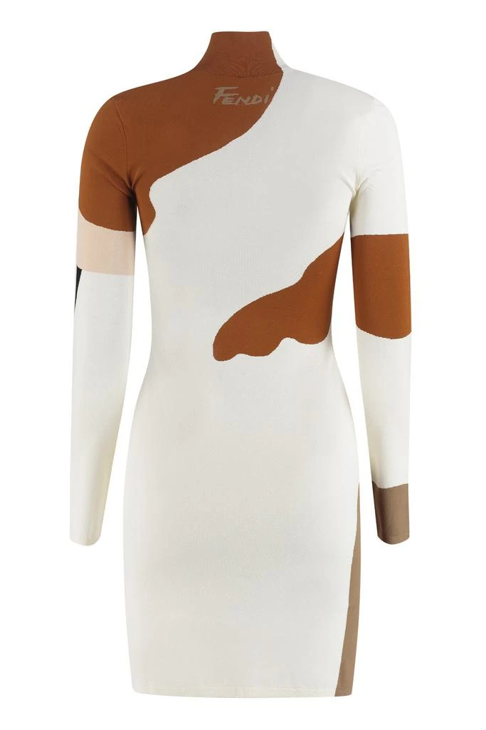 商品Fendi|Fendi Pattern Intarsia Funnel Neck Knitted Dress,价格¥5924,第2张图片详细描述