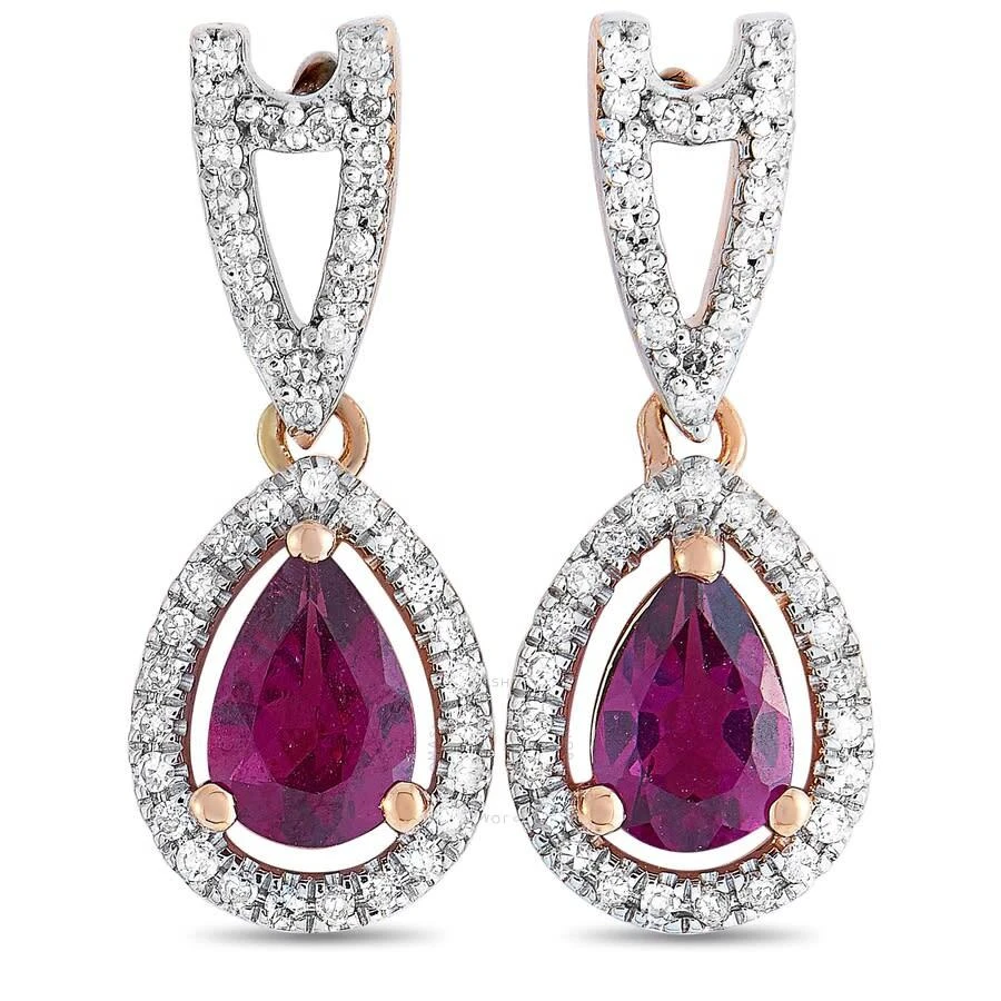 商品LB Exclusive|14K Rose Gold 0.91 ct Diamond and Garnet Pear Earrings,价格¥3459,第1张图片