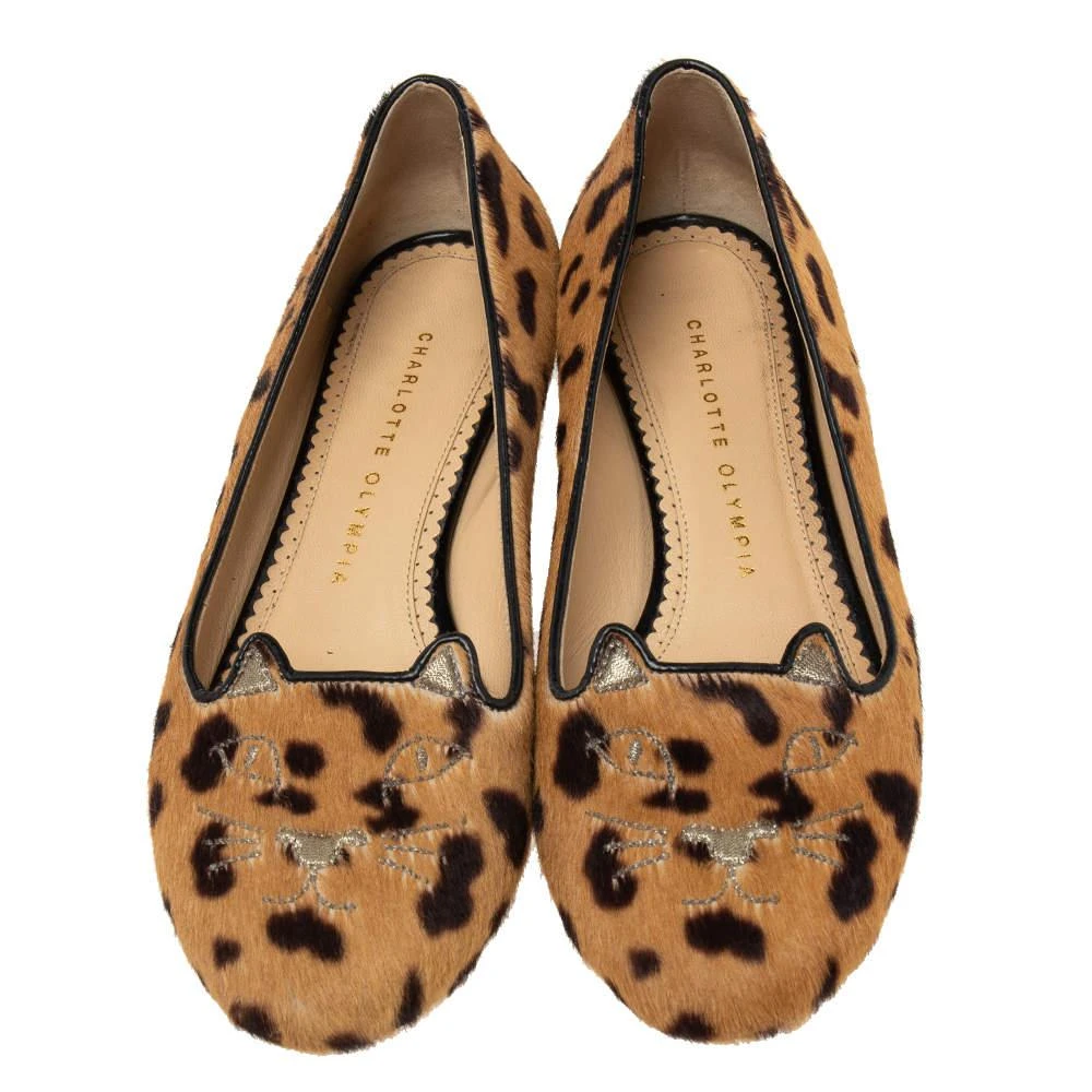 商品[二手商品] Charlotte Olympia| Charlotte Olympia Brown leopard Print  Cat Ballet Flats Size 37.5,价格¥936,第3张图片详细描述