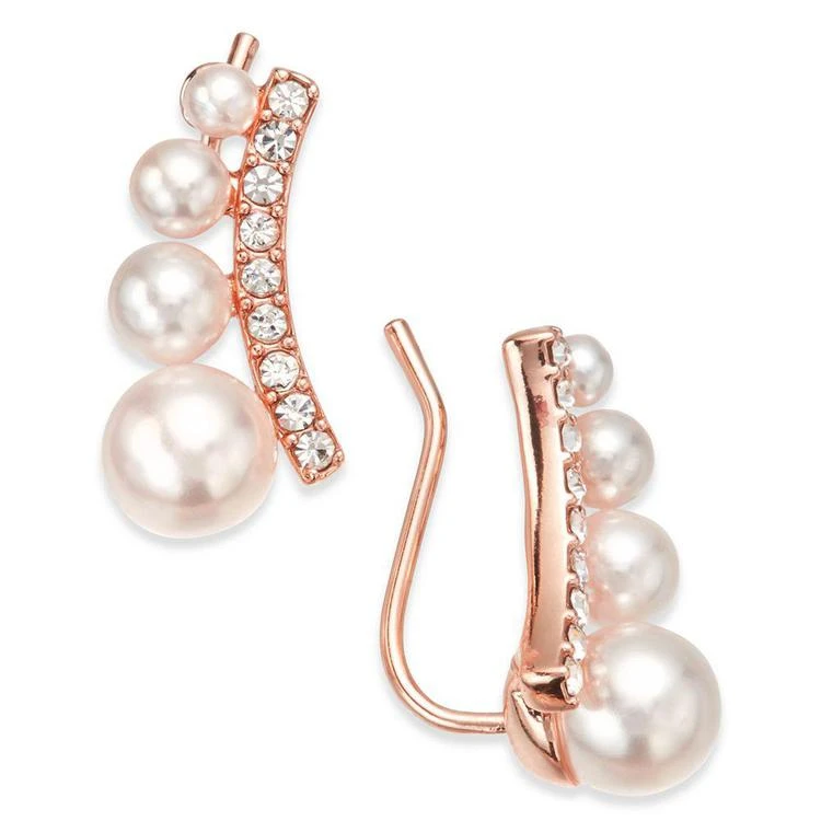 商品INC International|I.N.C. Rose Gold-Tone Crystal & Imitation Pearl Ear Climber Earrings, Created for Macy's,价格¥59,第1张图片