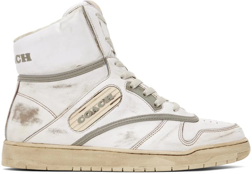 商品Coach|White Distressed Sneakers,价格¥678,第1张图片