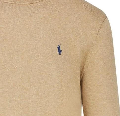 商品Ralph Lauren|Ralph Lauren Men's 'POLO' Slim Fit Crewneck Jumper - Camel,价格¥912,第3张图片详细描述