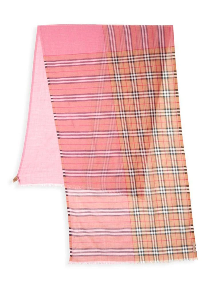 商品Burberry|Burberry - Vintage Check Colorblock Wool & Silk Scarf,价格¥1743,第3张图片详细描述