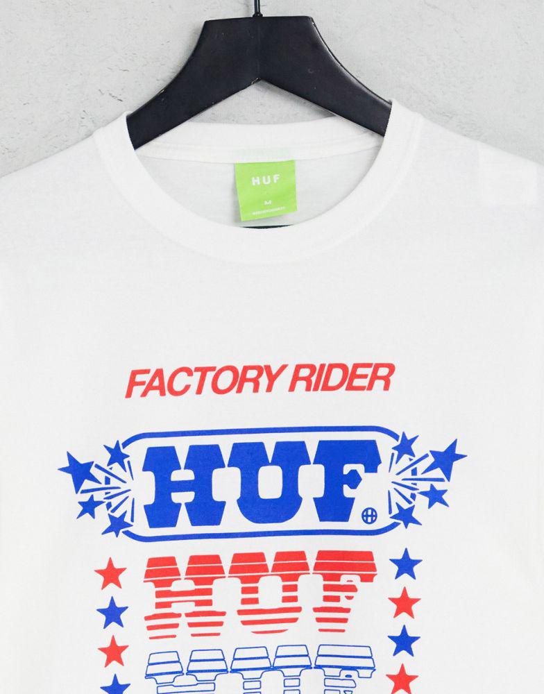 HUF factory rider print long sleeve t-shirt in white商品第3张图片规格展示