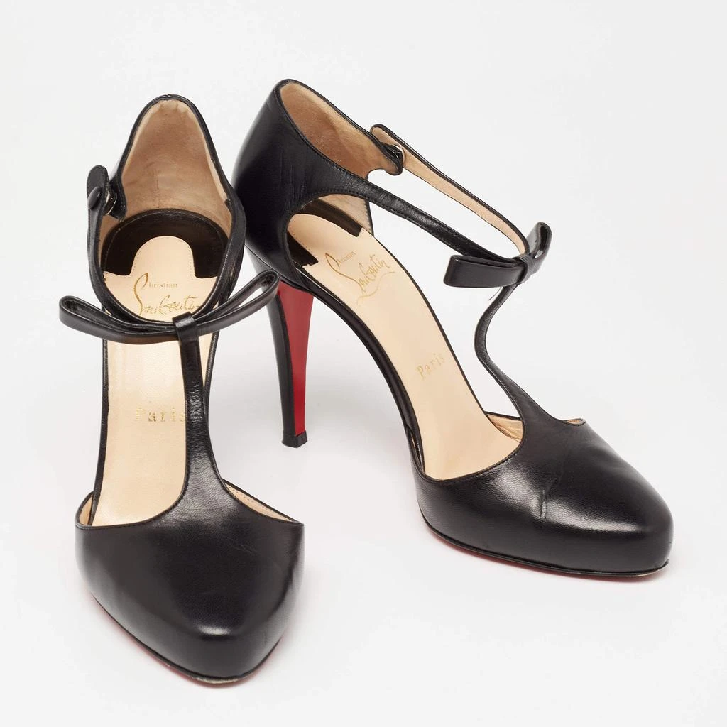 商品[二手商品] Christian Louboutin|Christian Louboutin Black Leather Bow Detail T- Strap Pumps Size 38.5,价格¥2349,第4张图片详细描述