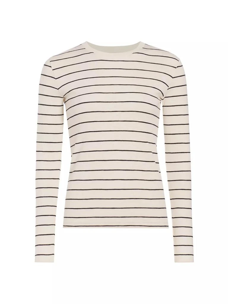 商品Vince|Striped Cotton-Blend Crewneck Long-Sleeve T-Shirt,价格¥1087,第1张图片