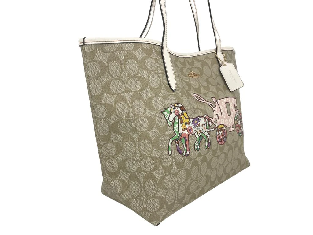 商品Coach|COACH (CA607) Large Khaki Horse Carriage Graphic Signature City Tote Handbag,价格¥2924,第2张图片详细描述