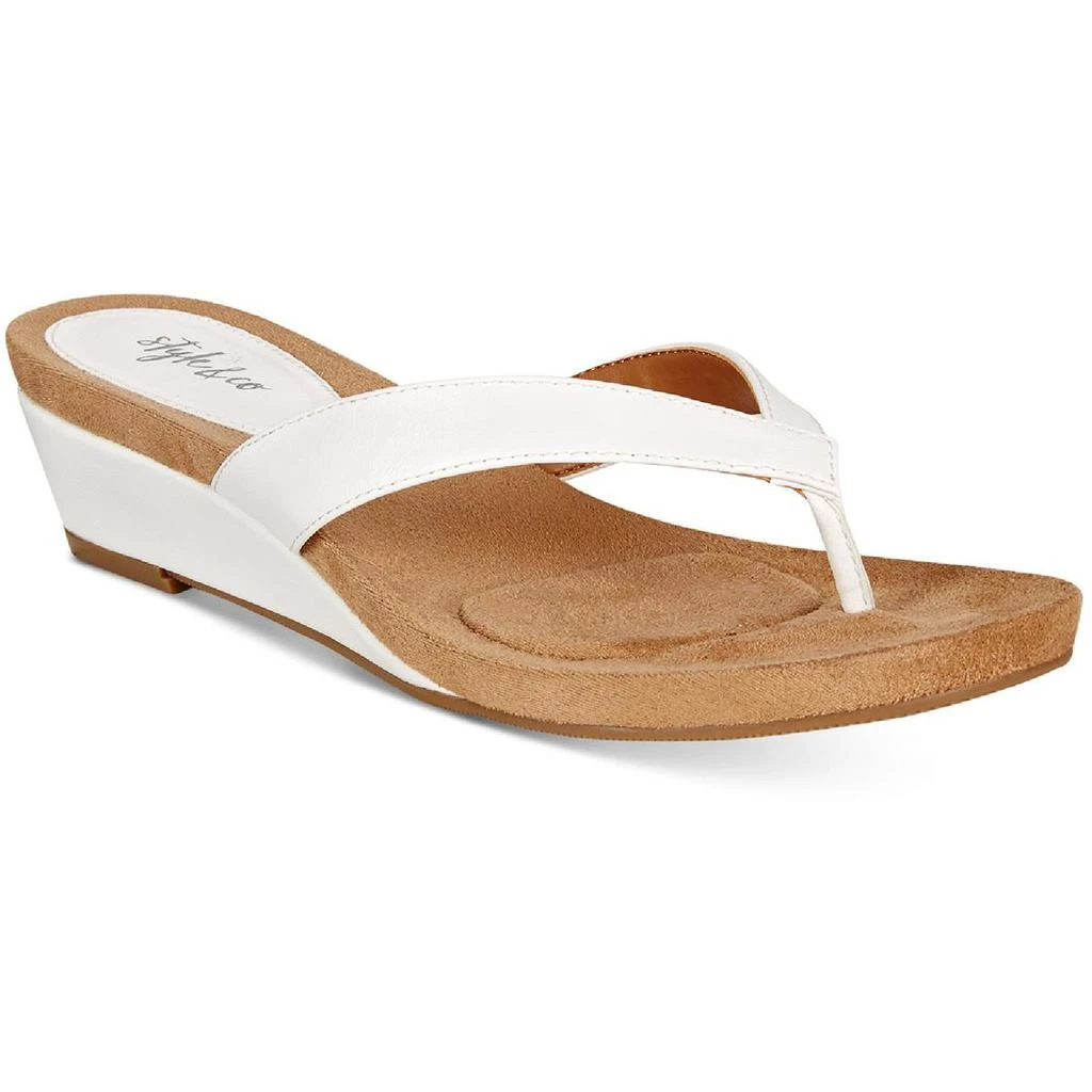 商品Style & Co|Style & Co. Womens Haloe2P Faux Leather Slip On Thong Sandals,价格¥84,第1张图片