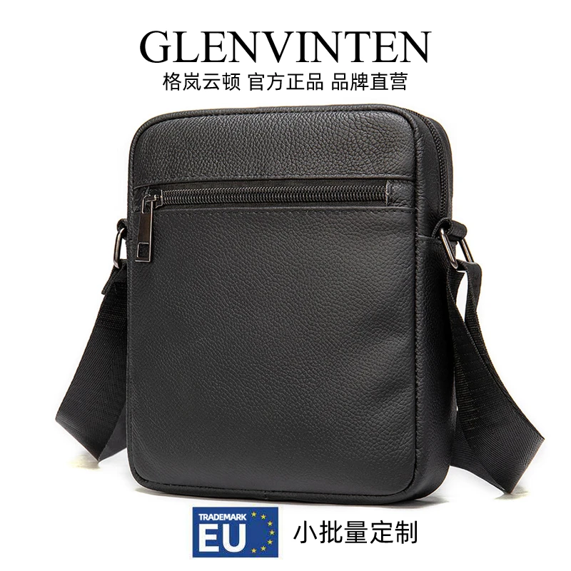 商品[国内直发] GLENVINTEN|格岚云顿复古真皮斜挎包头层牛皮简约小背包夏季休闲男士单肩包零钱手机包,价格¥289,第1张图片