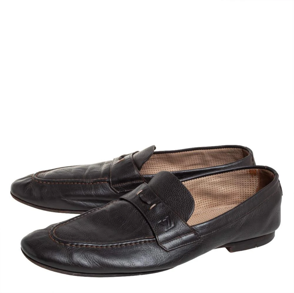 商品[二手商品] Louis Vuitton|Louis Vuitton Brown Leather Slip On Loafers Size 42,价格¥3111,第4张图片详细描述