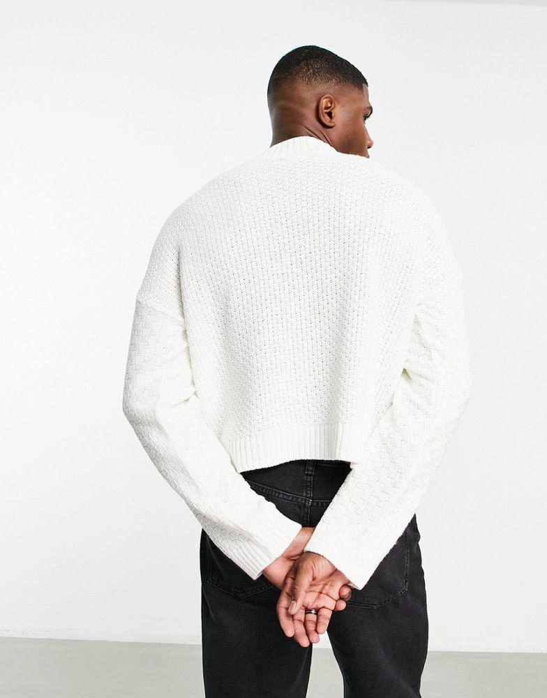 商品ASOS|ASOS DESIGN knitted contrast cable jumper in beige,价格¥136,第2张图片详细描述