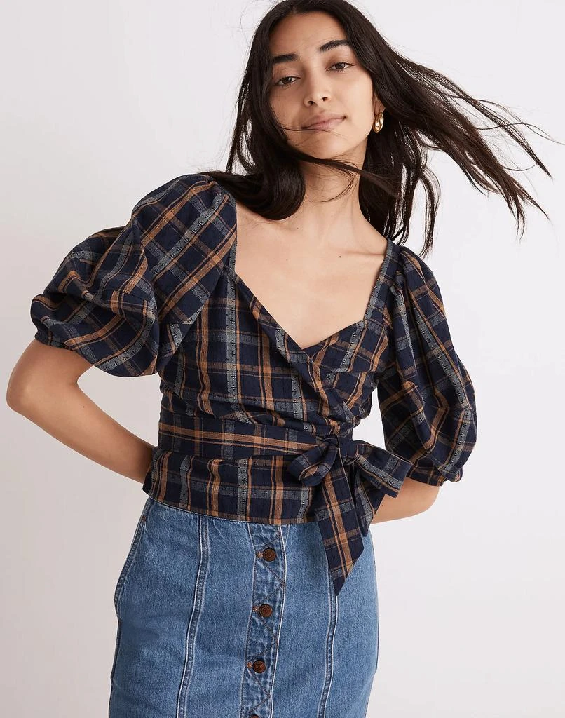 商品Madewell|Sweetheart Wrap Top in Plaid,价格¥476,第1张图片