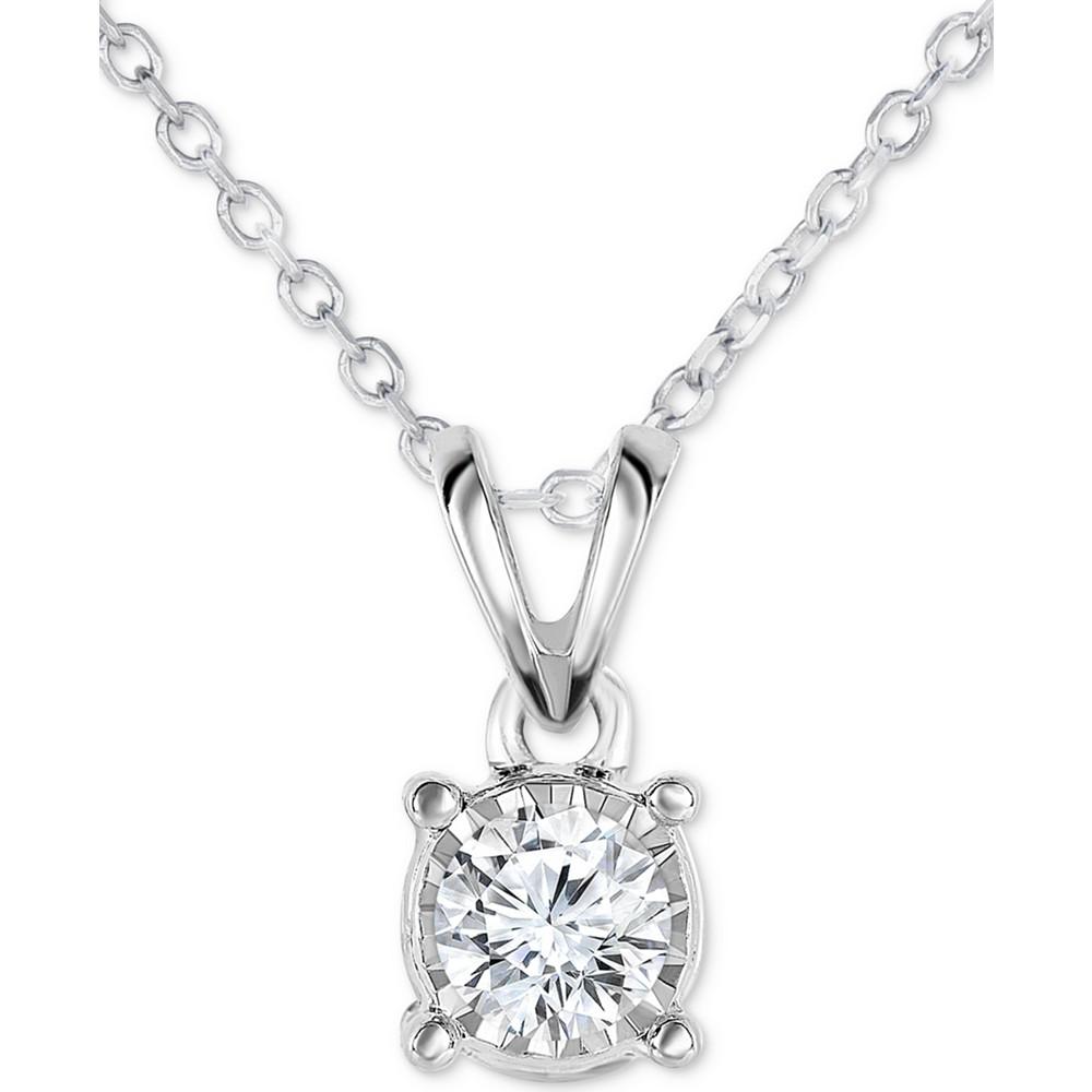 Diamond Solitaire 18" Pendant Necklace (1/4 ct. t.w.) in 14k White Gold商品第1张图片规格展示