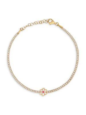 商品Gabi Rielle|Color Forward Gold Vermeil & Crystal Flower Tennis Bracelet,价格¥632,第1张图片