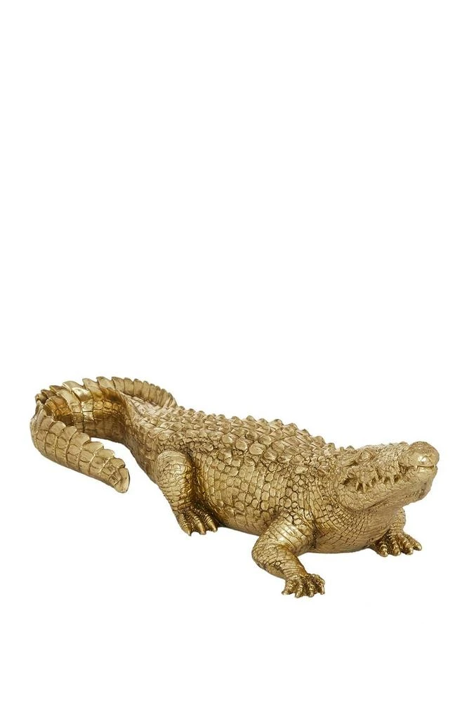 商品WILLOW ROW|Goldtone Polystone Traditional Crocodile Sculpture,价格¥393,第1张图片