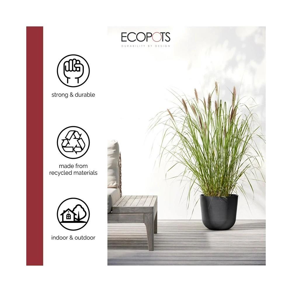 商品ECOPOTS|Oslo Plastic Flower Pot, Dark Grey, 9.8",价格¥202,第2张图片详细描述