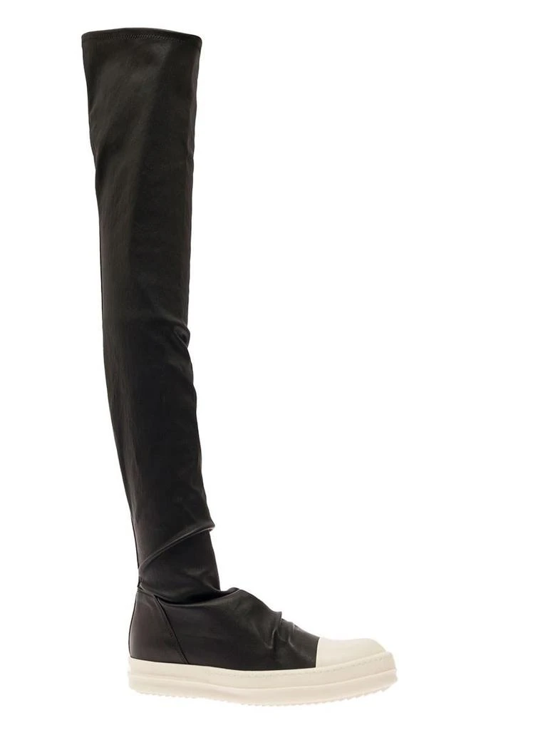 商品Rick Owens|Black Over-The-Knee High Boots with Contrasting Platform in Leather Woman,价格¥7957,第1张图片