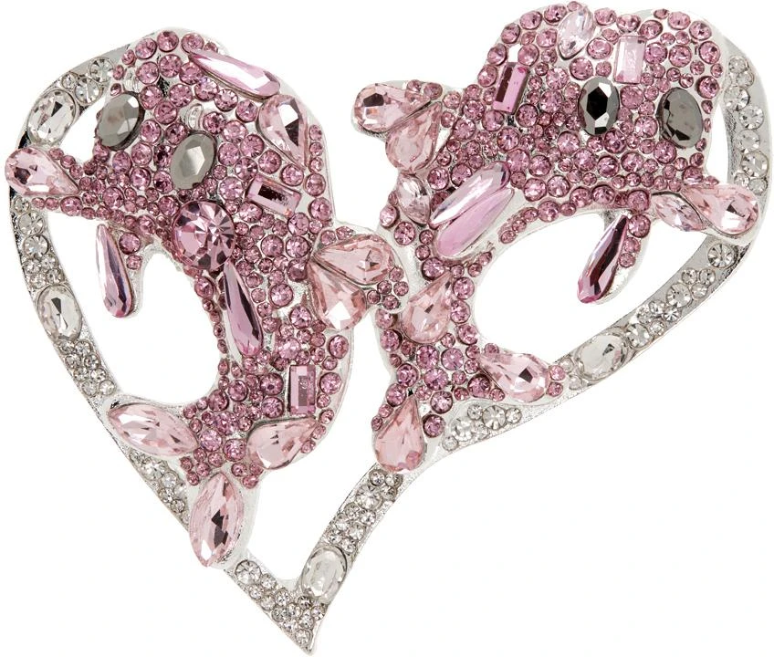 商品Collina Strada|Silver & Pink Dolphin Heart Brooch,价格¥315,第1张图片