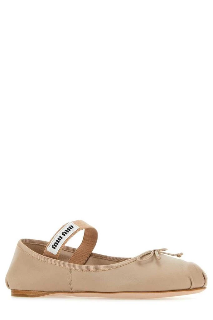 商品Miu Miu|Miu Miu Logo-Printed Bow Detailed Ballerina Shoes,价格¥4660,第2张图片详细描述