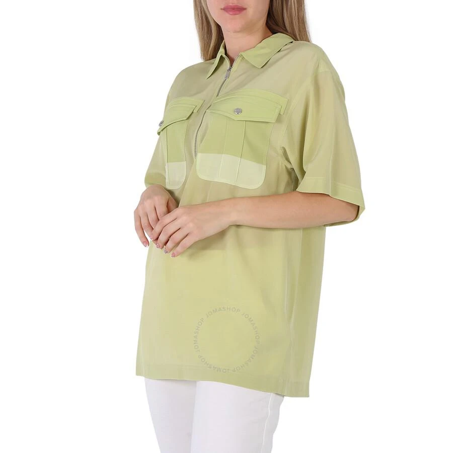 商品Burberry|Ladies Mist Green Ilona Zip-front Silk Bowling Shirt,价格¥1251,第3张图片详细描述