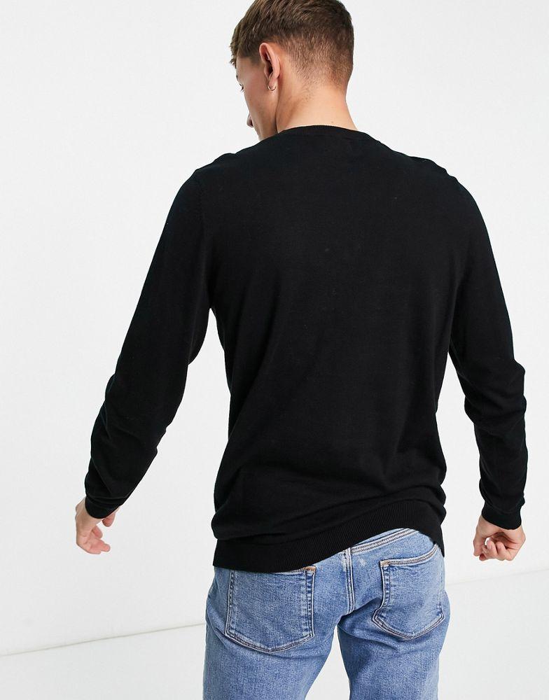 ASOS DESIGN knitted cotton jumper in black商品第2张图片规格展示