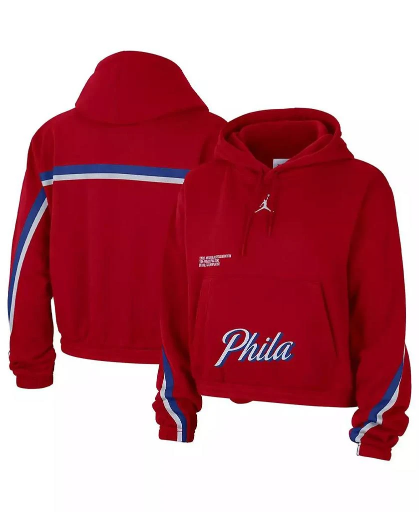 商品Jordan|Women's Red Philadelphia 76ers Courtside Statement Edition Pullover Hoodie,价格¥446,第1张图片