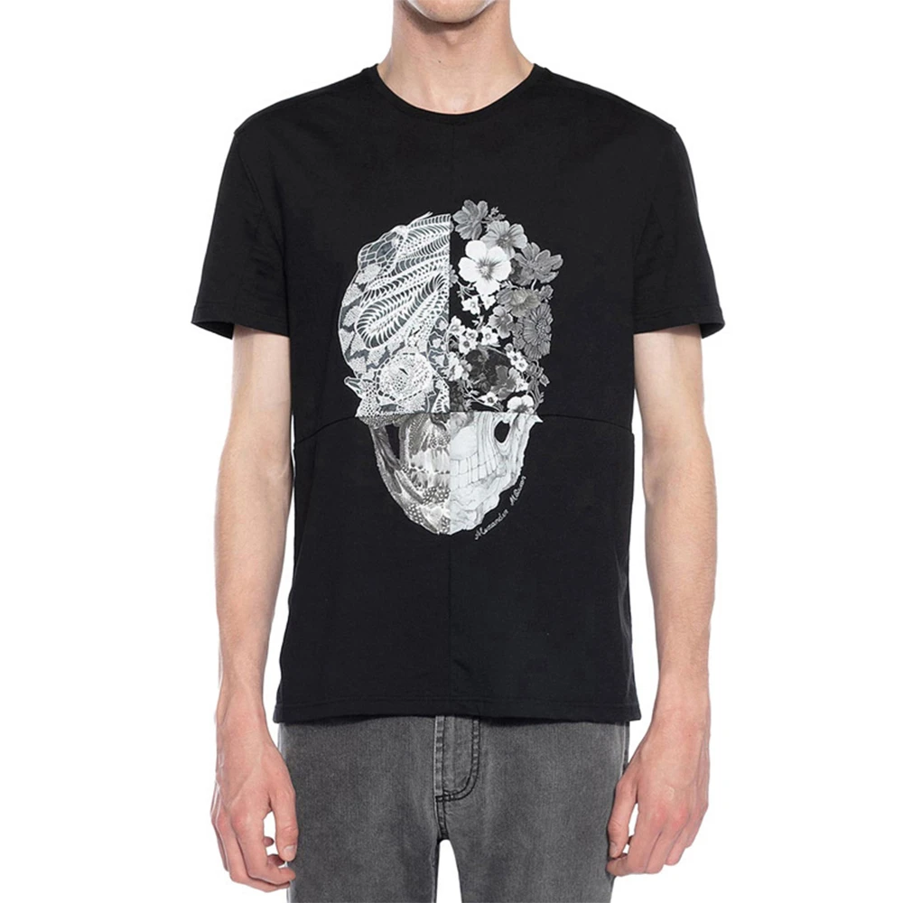 Alexander McQueen 亚历山大·麦昆 男士骷髅图案黑色有机棉T恤 550462-QMZ59-0900 商品