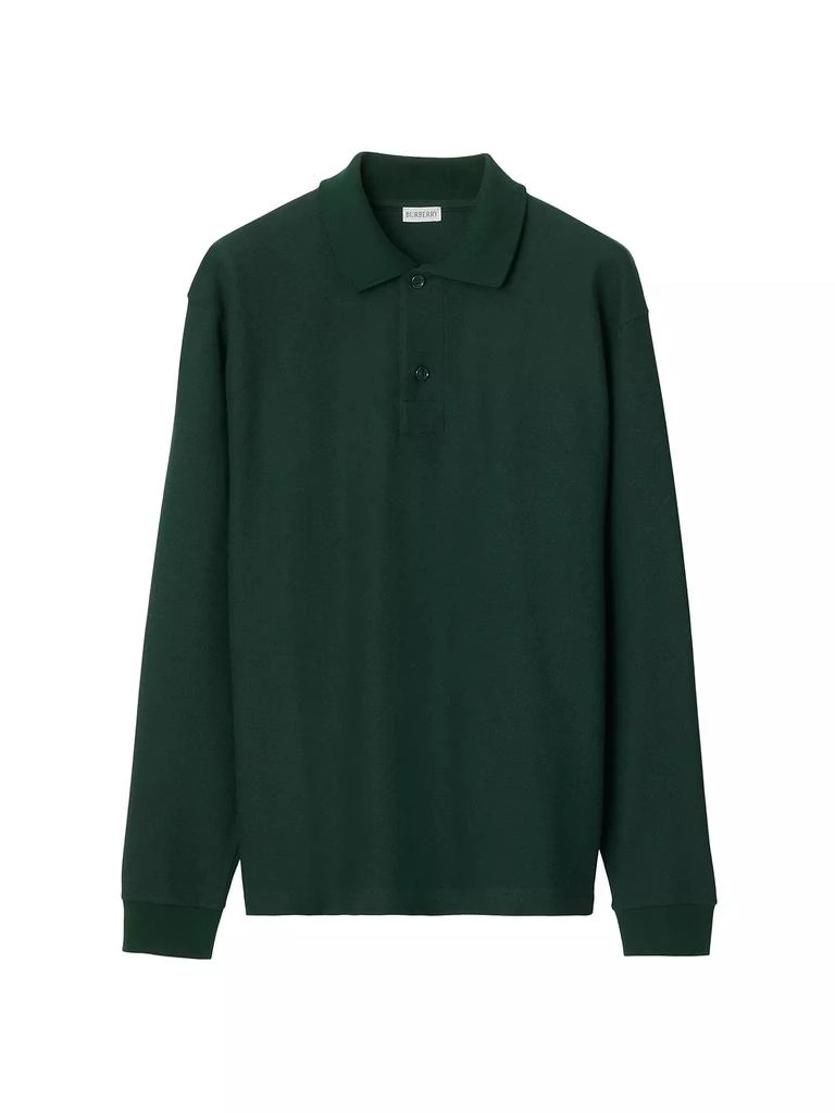 商品Burberry|Long-Sleeve Cotton Polo Shirt,价格¥2305,第1张图片