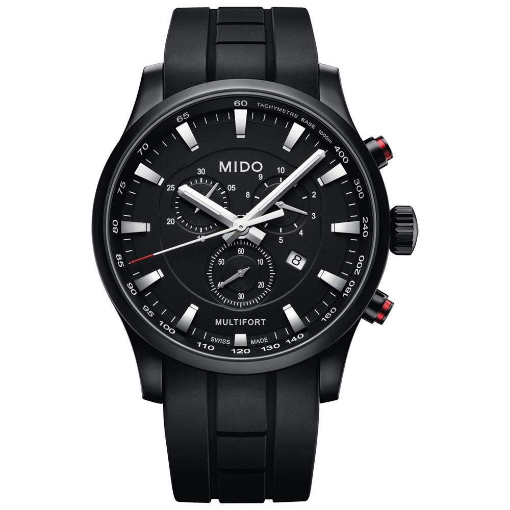 Men's Swiss Chronograph Multifort Black Rubber Strap Watch 42mm商品第1张图片规格展示