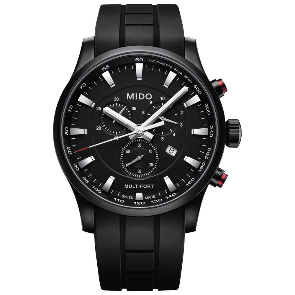 商品MIDO|Men's Swiss Chronograph Multifort Black Rubber Strap Watch 42mm,价格¥5352,第1张图片