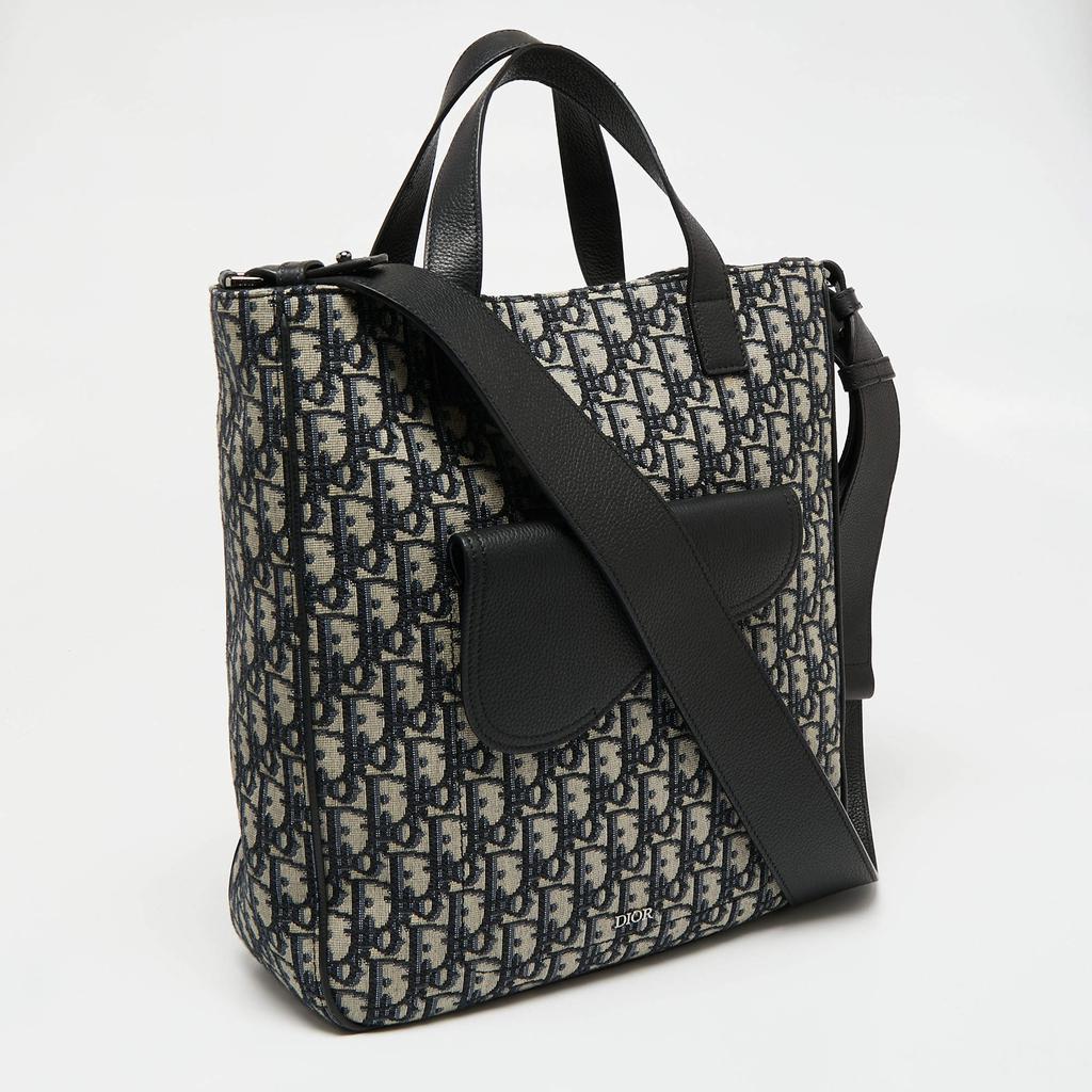 商品[二手商品] Dior|Dior Black Oblique Canvas and Leather Saddle Tote,价格¥13070,第5张图片详细描述
