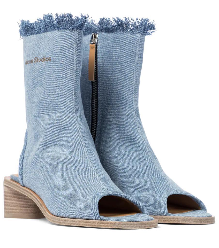 商品Acne Studios|Peep-toe denim ankle boots,价格¥2554,第1张图片