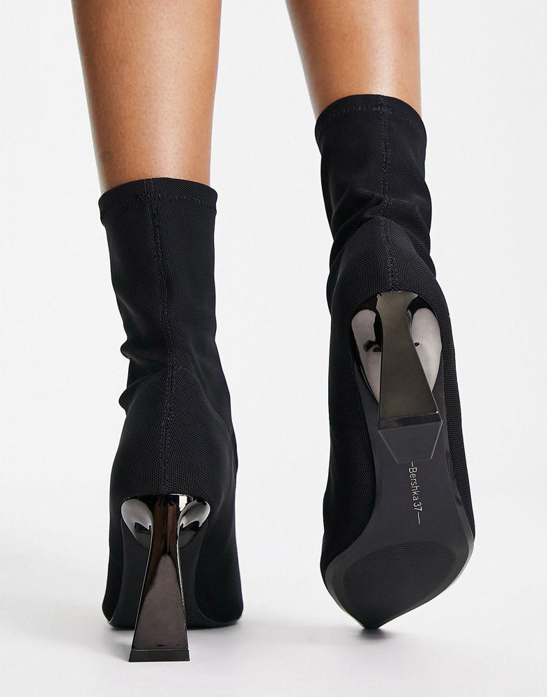 Bershka sock boot in black lycra商品第2张图片规格展示