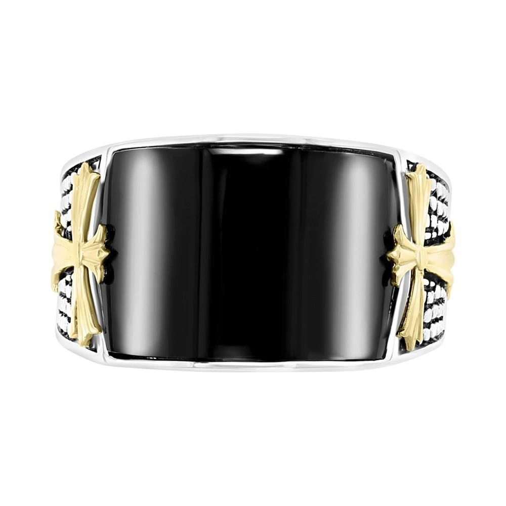 商品Effy|EFFY® Men's Onyx Cross Ring in Sterling Silver & 18k Gold-Plate,价格¥1671,第2张图片详细描述
