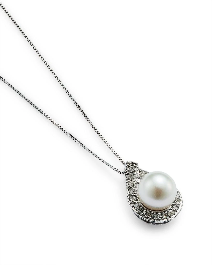 Cultured Akoya Pearl Pendant Necklace with Diamonds, 17.5" 商品