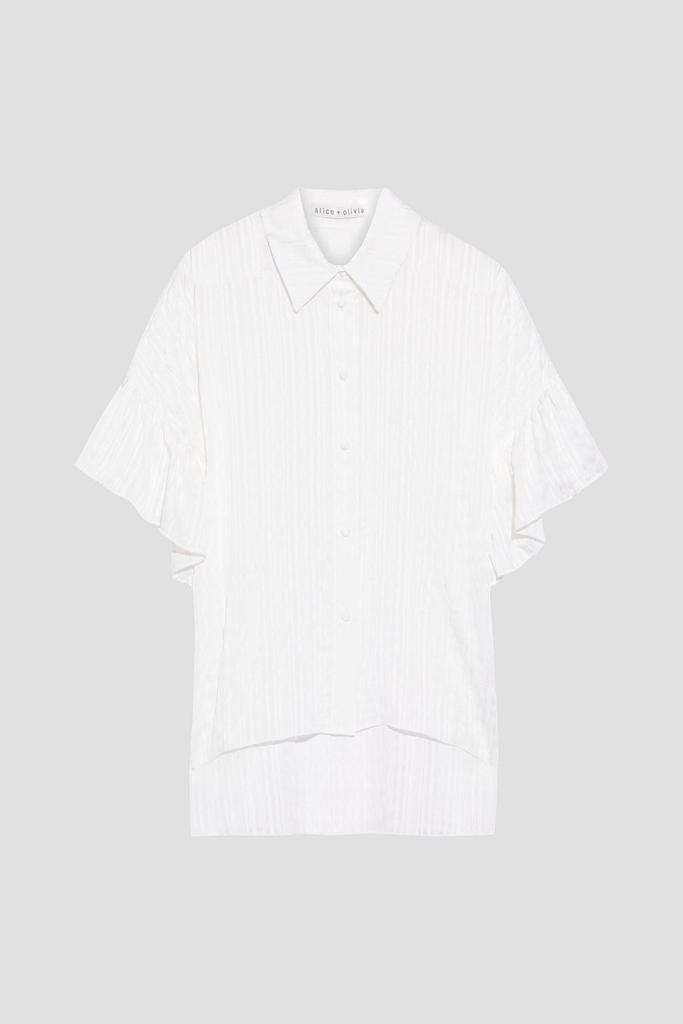 商品Alice + Olivia|Edyth ruffled crinkled-jacquard shirt,价格¥507,第1张图片